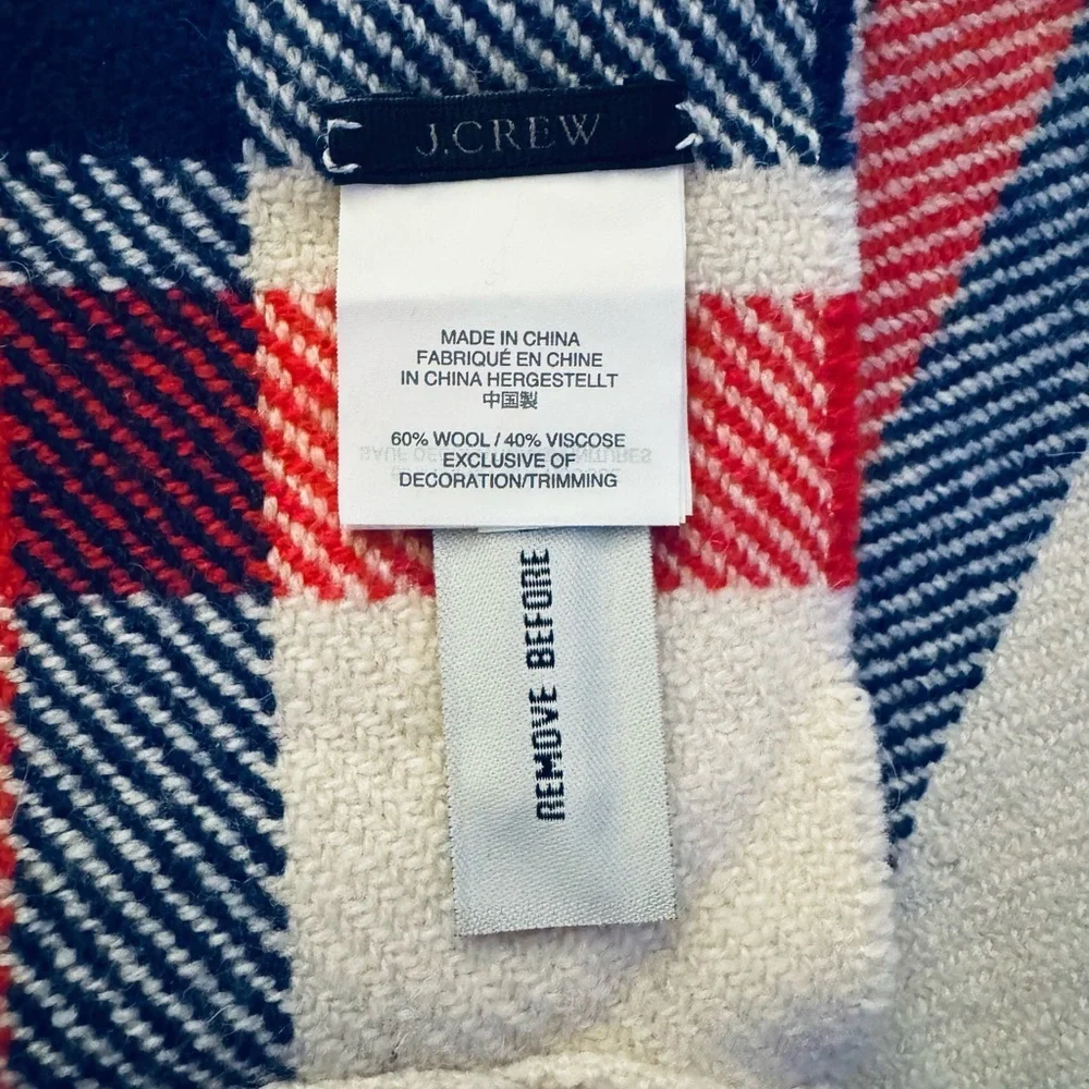 J. Crew Oversized Plaid Wool Blend Scarf in Red/Blue